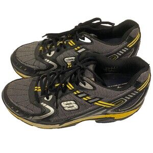 SKECHERS Shape Ups Sneakers~Men's 10.5~Black/Grey/Yellow~Arch Support~HTF!